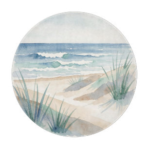 Serene Beach Dunes Ocean Watercolor Coastal Cutting Board