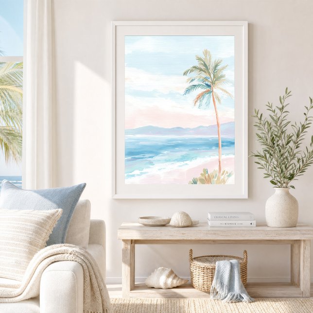 Serene Beach Palm Tree Coastal Art Print (Creator Uploaded)