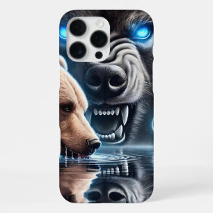 Serene Bear and Dominant Bear Silhouette iPhone 16 Pro Max Case