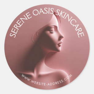 Serene Beauty Skincare, Massage, Spa Pink Classic Round Sticker