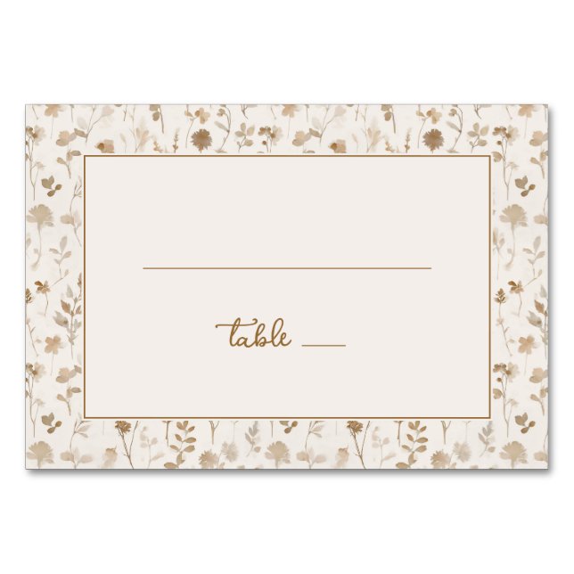 Serene Beige Botanical Table Number (Front)