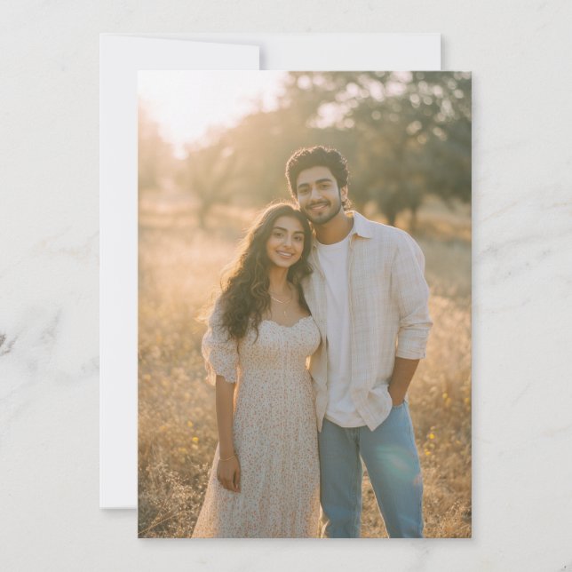 Serene Beige Floral Photo Invitation (Front)