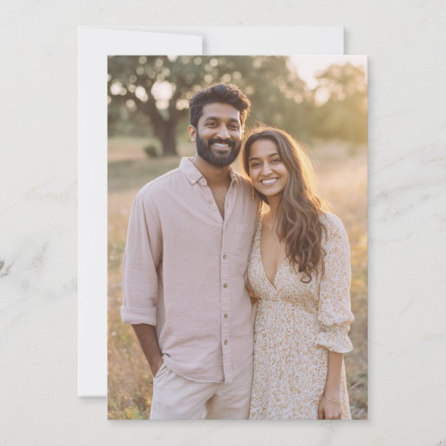Serene Beige Floral Photo Invitation (Front)