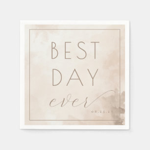 Serene Beige Watercolor Celebration Print Napkin