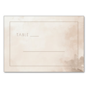 Serene Beige Watercolor Lines Table Number