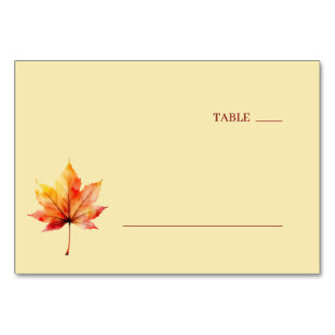 Serene Beige Watercolor Maple Leaf Table Number