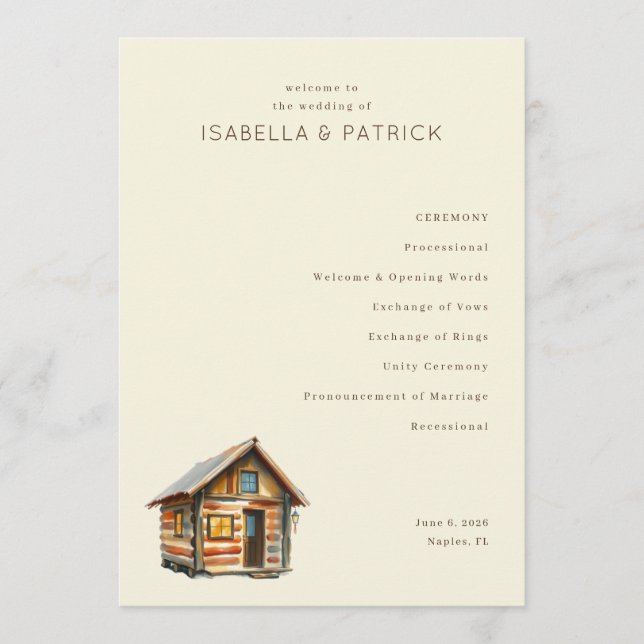 Serene Beige Wooden Cabin Programme (Front)