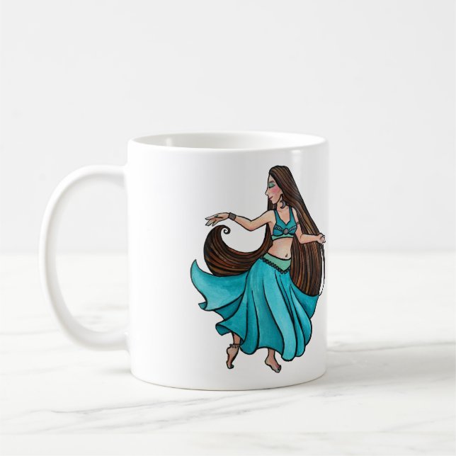 Serene Belly Dancer in Teal                        Coffee Mug (Left)