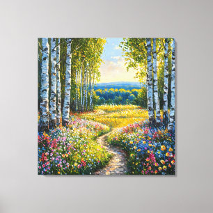 Serene birch forest landscape canvas print
