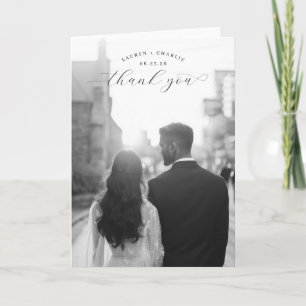 Serene Black and White Photo Thank You Card