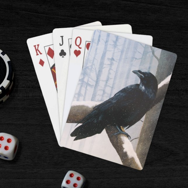 Serene Black Raven Snow Winter Forest  Playing Cards (Creator Uploaded)