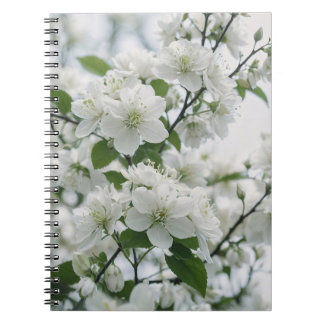 Serene Blossom: A Bough of White Cherry Flowers Notebook