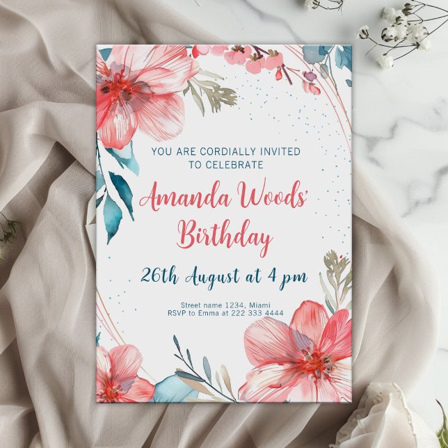 Serene Blossom Charm Birthday Celebration Invitation (Creator Uploaded)