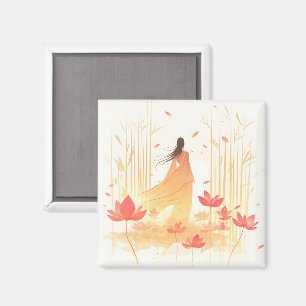 Serene Blossom Lotus Garden Magnet