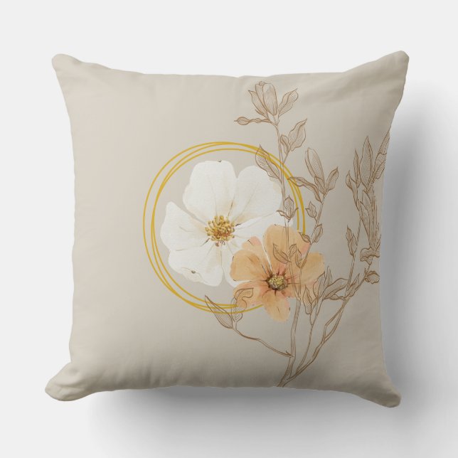 Serene Blossom Throw Pillow (Front)