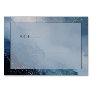 Serene Blue Abstract Waves Table Number