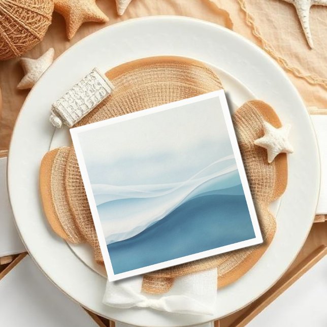 Serene Blue Abstract Wedding Napkin (Serene Blue Abstract Wedding Napkins)