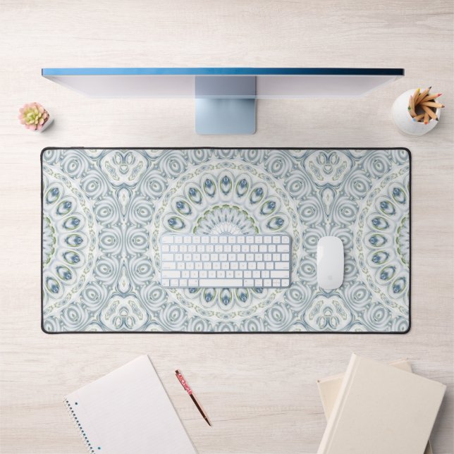 Serene Blue and Green Mandala Pattern Design Desk Mat (Office 1)