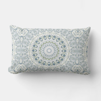 Serene Blue and Green Mandala Pattern Design Lumbar Cushion