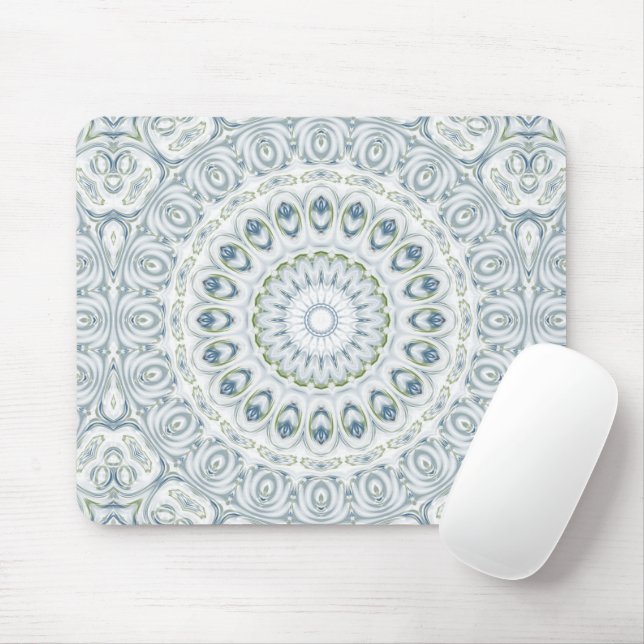 Serene Blue and Green Mandala Pattern Design Mouse Pad (With Mouse)