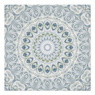 Serene Blue and Green Mandala Pattern Design Poster