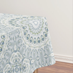 Serene Blue and Green Mandala Pattern Design Tablecloth