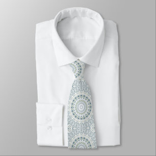 Serene Blue and Green Mandala Pattern Design Tie