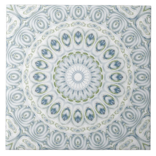 Serene Blue and Green Mandala Pattern Design Tile