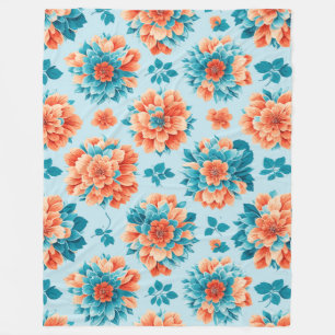 Serene Blue and Orange Blossoms: Nature's Delicate Fleece Blanket