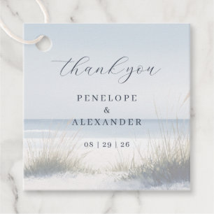 Serene Blue Beach Scene Favour Tags