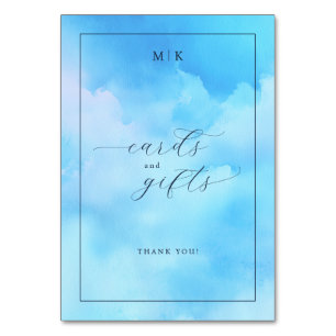 Serene Blue Calligraphy Table Number