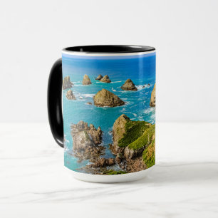 Serene Blue Coastal Nugget Point Landscape Photo Mug
