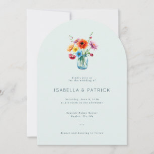Serene Blue Floral Arrangment Invitation