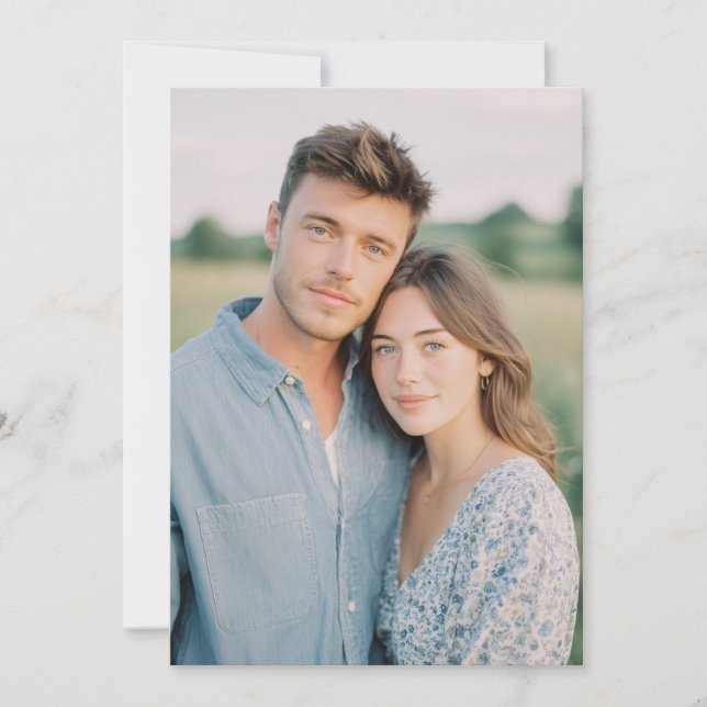 Serene Blue Floral Photo Invitation (Front)