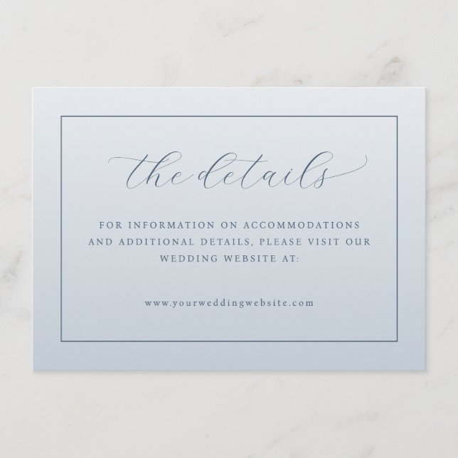 Serene Blue Minimalist Details Enclosure Card (Front)