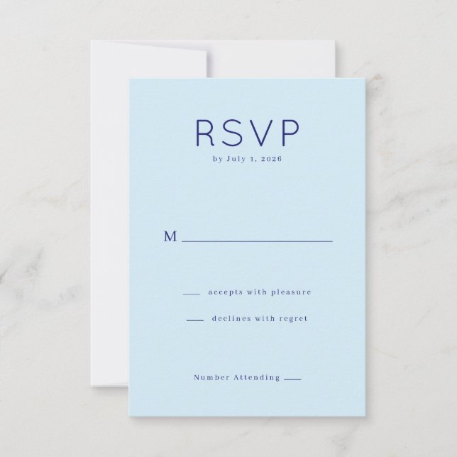 Serene Blue Minimalist RSVP Card (Front)