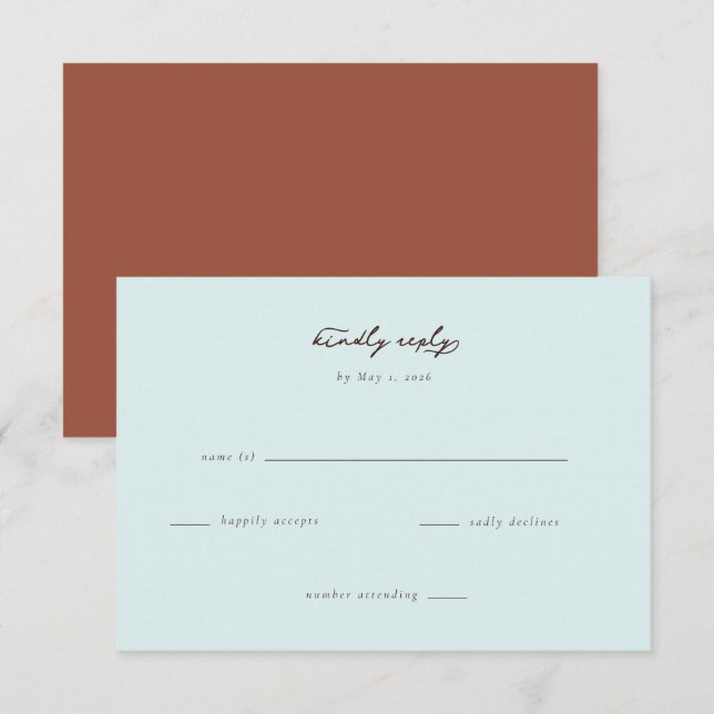 Serene Blue Minimalist RSVP Card (Front/Back)