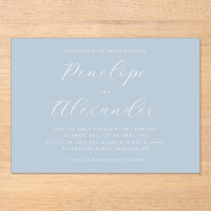 Serene Blue Minimalist Wedding Invitation