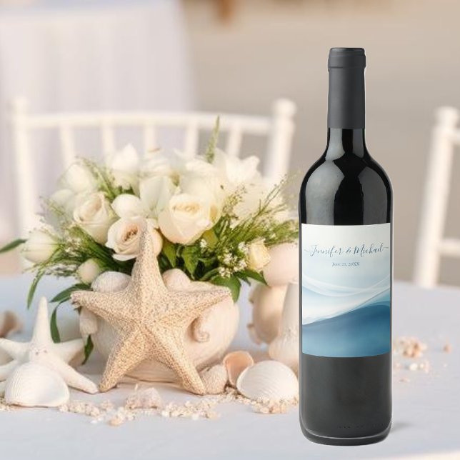 Serene Blue Modern Abstract Wine Label (Serene Blue Modern Abstract Wine Label)