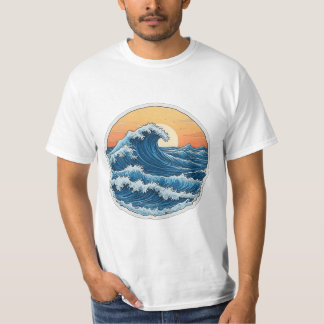Serene Blue Ocean Waves Coastal Art T-Shirt