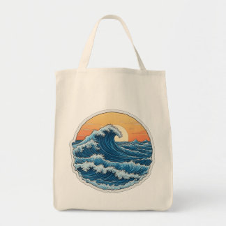 Serene Blue Ocean Waves Coastal Art Tote Bag