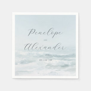 Serene Blue Ocean Waves Napkin