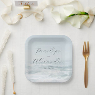 Serene Blue Ocean Waves Paper Plate