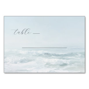 Serene Blue Ocean Waves Table Number