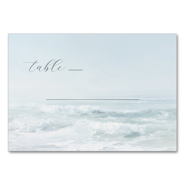 Serene Blue Ocean Waves Table Number (Front)