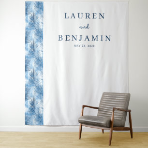 Serene Blue Pine Trees Tapestry