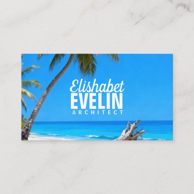 Serene Blue Shore with Palms t321 Business Card (Front)