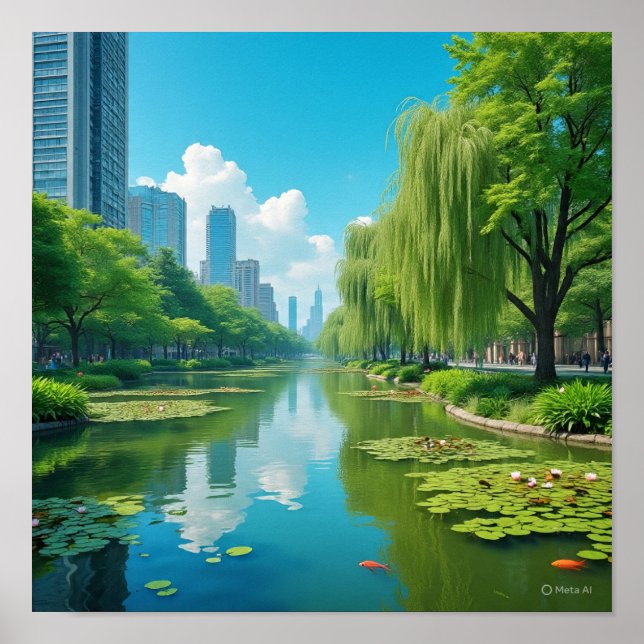 Serene Blue Sky with Clouds Poster (Front)