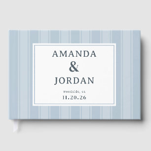 Serene Blue Stripes Guest Book
