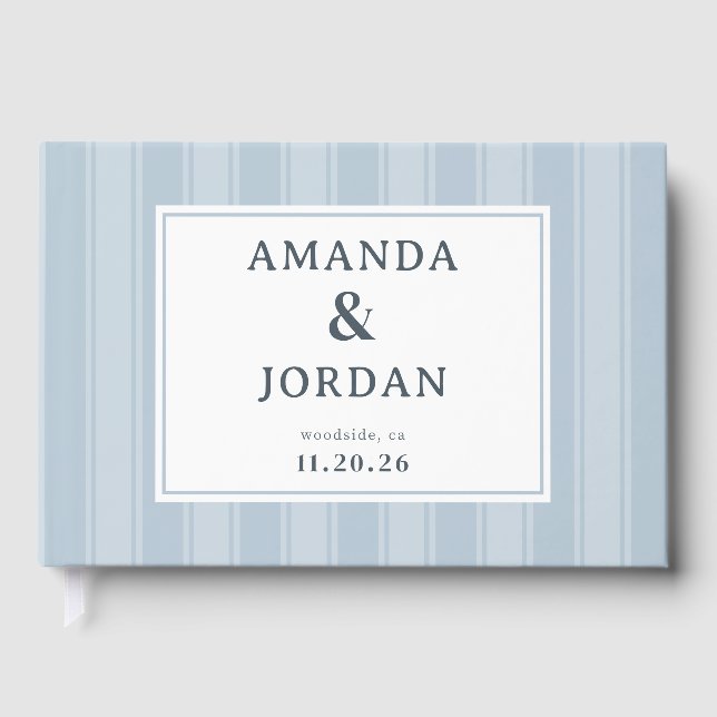 Serene Blue Stripes Guest Book (Front)